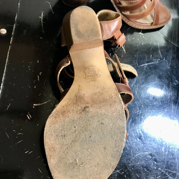 Stuart Weitzman Women's Leather Strappy Shoes Sandals Brown High Heels Size 7 M - Picture 4 of 9